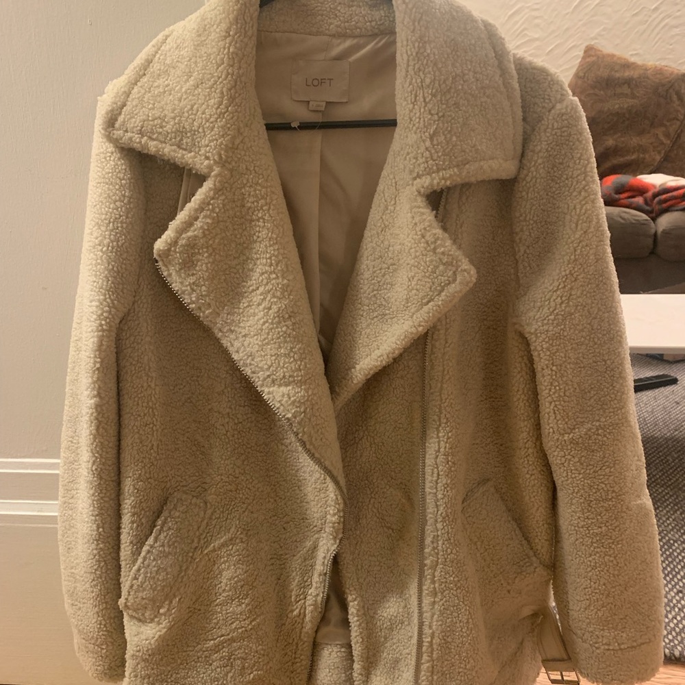 LOFT Faux Sherling Aviator Coat